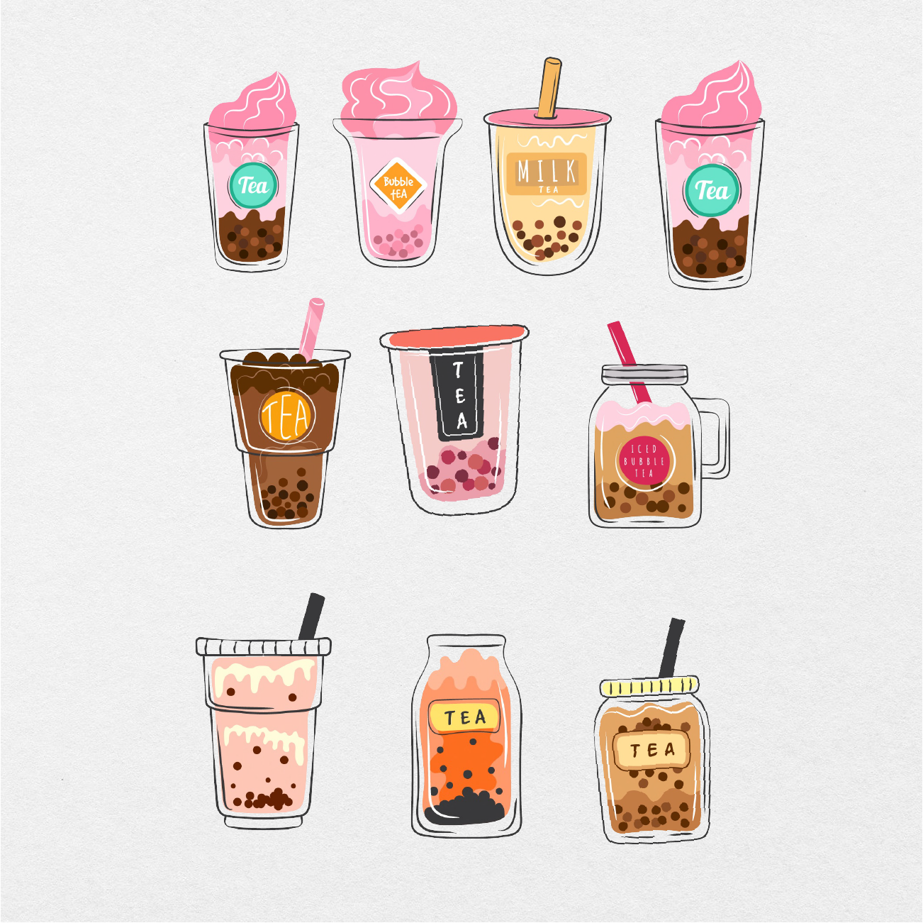 44 Digital Milk Tea Bliss Sticker Bundle - Stationery Pal