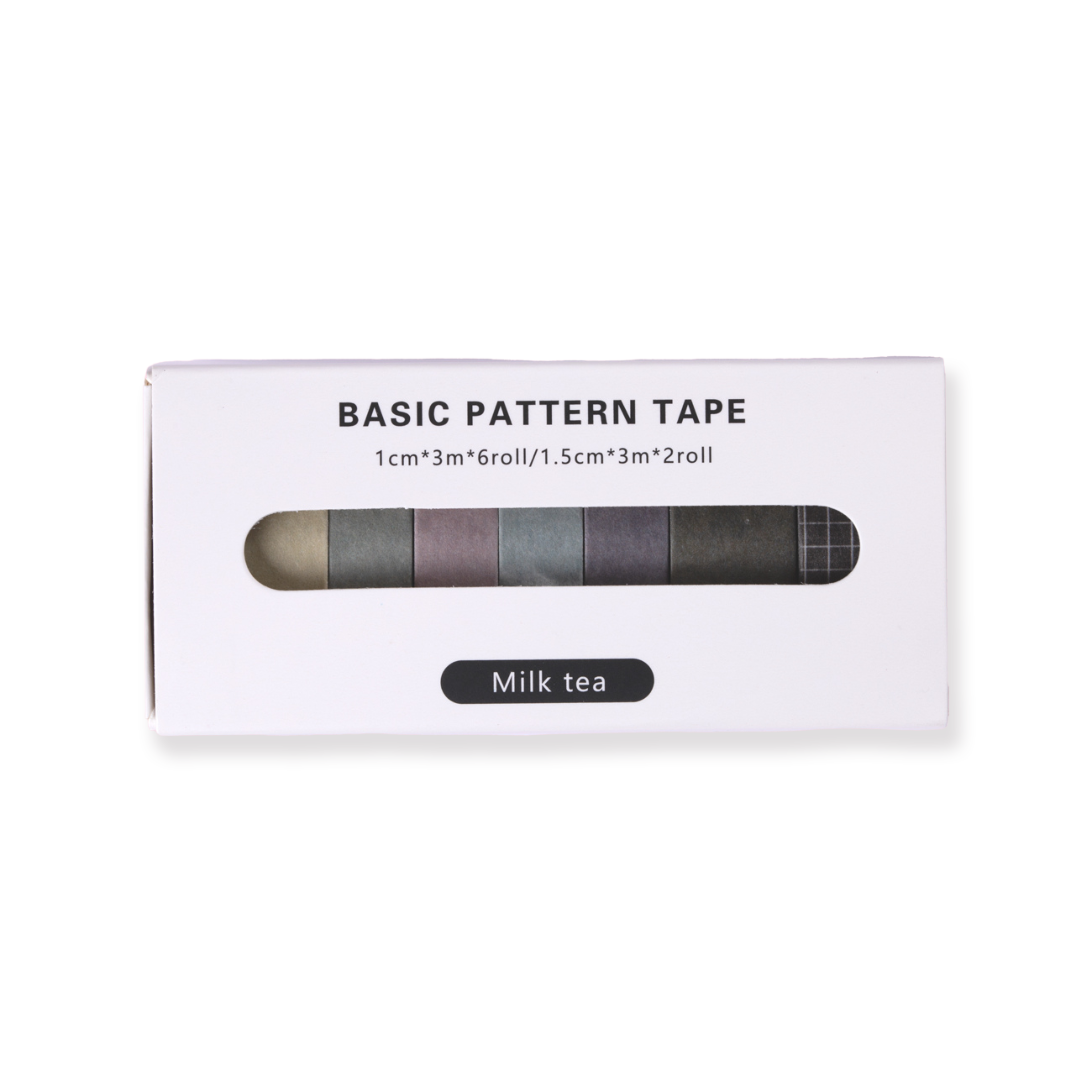 Basic Pattern Washi Tape - Bubble Tea - Set of 8