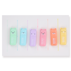 Bear-shaped Mini Highlighter - Set of 6 - Stationery Pal