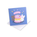 Bear & Bunny 3D Birthday Greeting Card - Blue - Stationery Pal