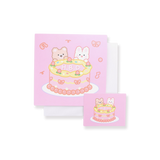 Bear & Bunny 3D Birthday Greeting Card - Pink - Stationery Pal