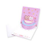 Bear & Bunny 3D Birthday Greeting Card - Pink - Stationery Pal