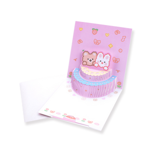 Bear & Bunny 3D Birthday Greeting Card - Pink - Stationery Pal