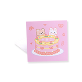 Bear & Bunny 3D Birthday Greeting Card - Pink - Stationery Pal