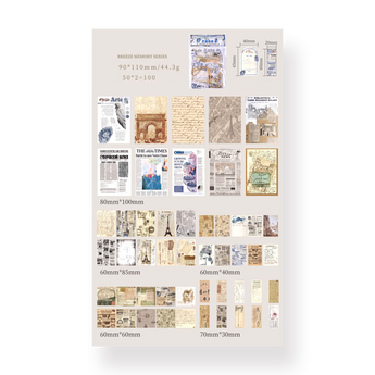 Breeze Memory Sticker Pack - Old Fashion edition - 100 pcs - Stationery Pal