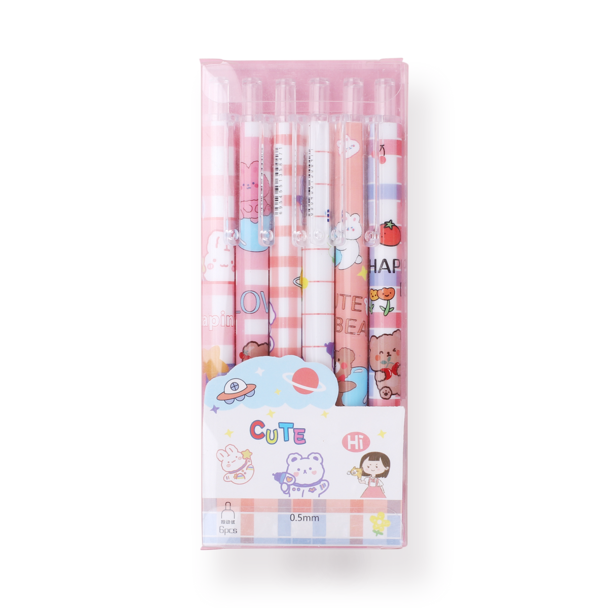Cartoon Gel Pen Set of 6 Lovely Bear Stationery Pal