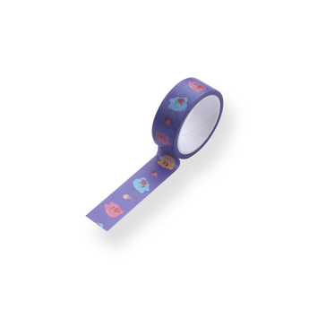 Cartoon Washi Tape - Bubble Bear - Dark Purple - Stationery Pal