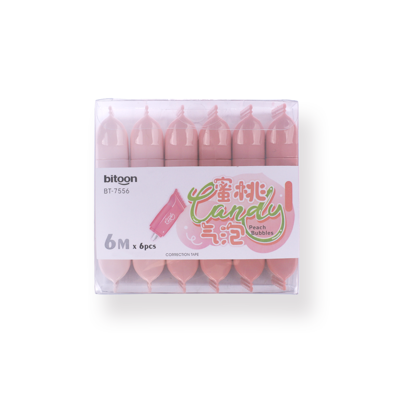 Cute Candy Correction Tape Set of 6 - Peach Bubbles - Stationery Pal