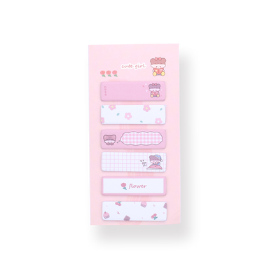 Cute Girl Sticky Notes - Pink - Stationery Pal