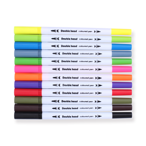 Double-Sided Water-based Brush Pen - 12 Color Set - Stationery Pal