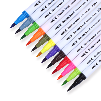 Double-Sided Water-based Brush Pen - 12 Color Set - Stationery Pal