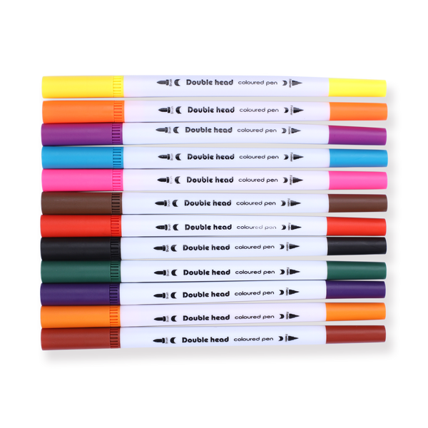 Double-Sided Water-Based Marker Pen - 12 Color Set