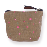 Floral Coin Purse - Brown - Stationery Pal