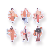 Floral Girl Sticker Pack - Peach - Stationery Pal