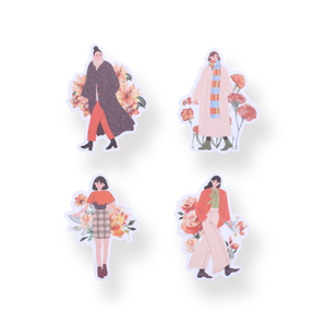 Floral Girl Sticker Pack - Peach - Stationery Pal