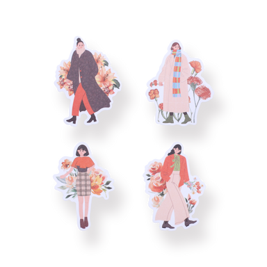 Floral Girl Sticker Pack - Peach - Stationery Pal