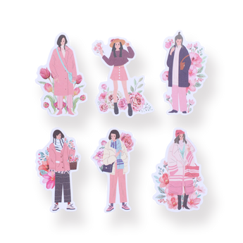 Floral Girl Sticker Pack - Pink - Stationery Pal