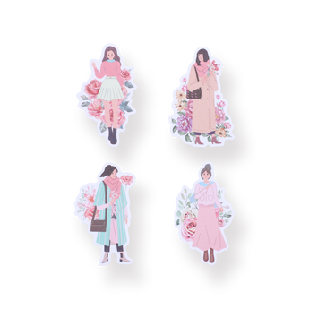 Floral Girl Sticker Pack - Pink - Stationery Pal