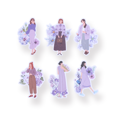 Floral Girl Sticker Pack - Purple - Stationery Pal