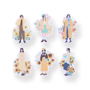 Floral Girl Sticker Pack - Yellow - Stationery Pal