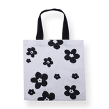 Flower Printed Tote Bag - Black Flower - Stationery Pal