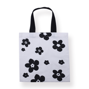 Flower Printed Tote Bag - Black Flower - Stationery Pal