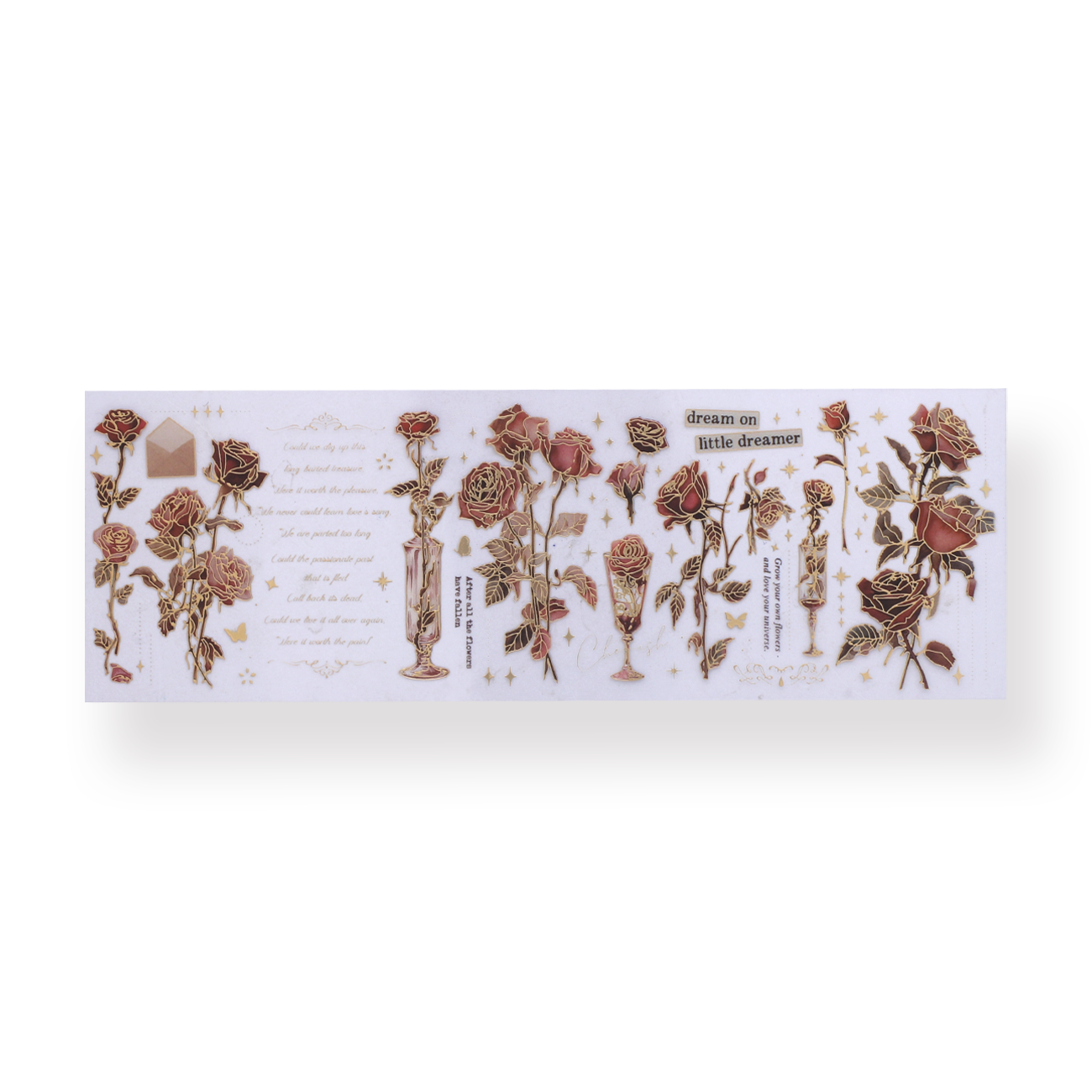 Garden Series Gold-Lined Stickers - Rose of Freud - Stationery Pal