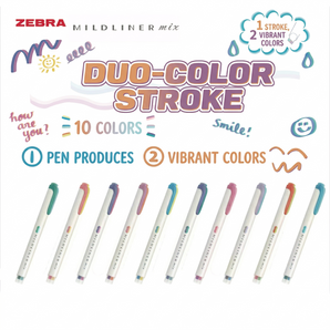 [2026 New Full Set] Zebra Mildliner Mix Dual-Color Highlighters - Set of 10 New Aesthetic Gradient Shades