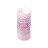 Grid Pattern Washi Tape - Set of 6 - Pink - Stationery Pal