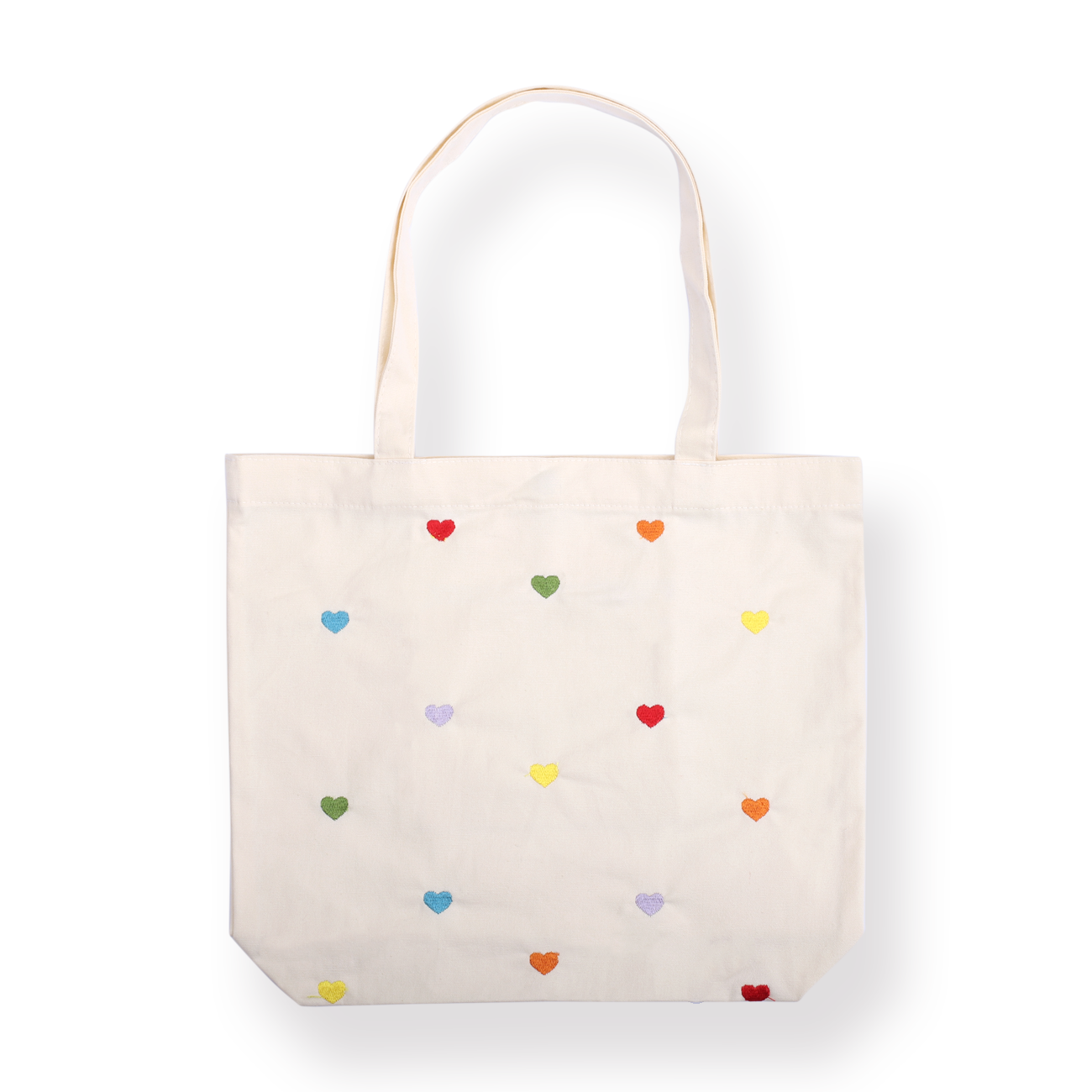 Heart Embroidered Canvas Tote Bag - Beige – Stationery Pal