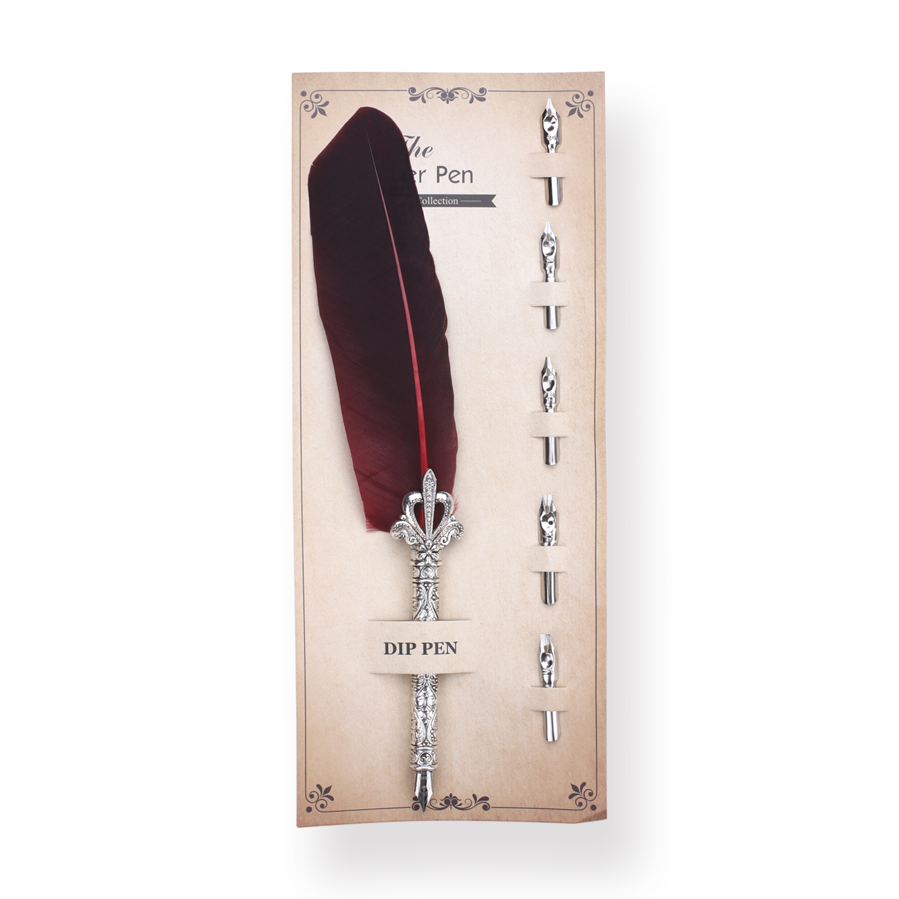 Vintage Feather Calligraphy Dip Pen - Wine Red - Stationery Pal