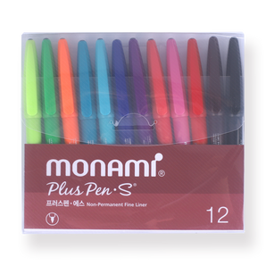 Monami Plus Pen S - Non-Permanent Fine Liner - Set of 12 - Stationery Pal