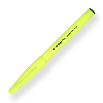 Pentel Fude Touch Brush Sign Pen - Fluorescent Yellow - 2024 New Colors - Stationery Pal