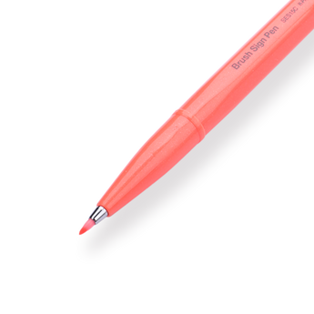 Pentel Fude Touch Brush Sign Pen - Fluorescent Red - 2024 New Colors - Stationery Pal