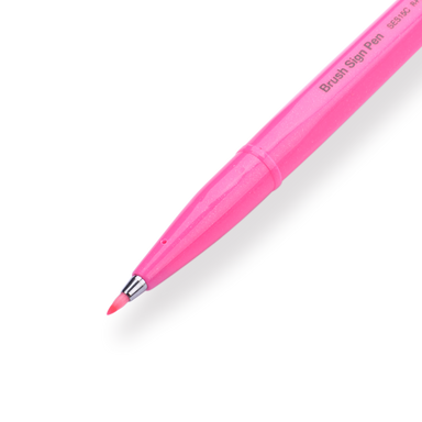 Pentel Fude Touch Brush Sign Pen - Fluorescent Pink - 2024 New Colors - Stationery Pal