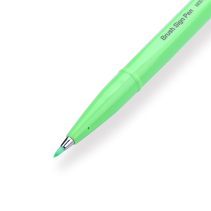 Pentel Fude Touch Brush Sign Pen - Fluorescent Green - 2024 New Colors - Stationery Pal