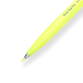 Pentel Fude Touch Brush Sign Pen - Fluorescent Yellow - 2024 New Colors - Stationery Pal