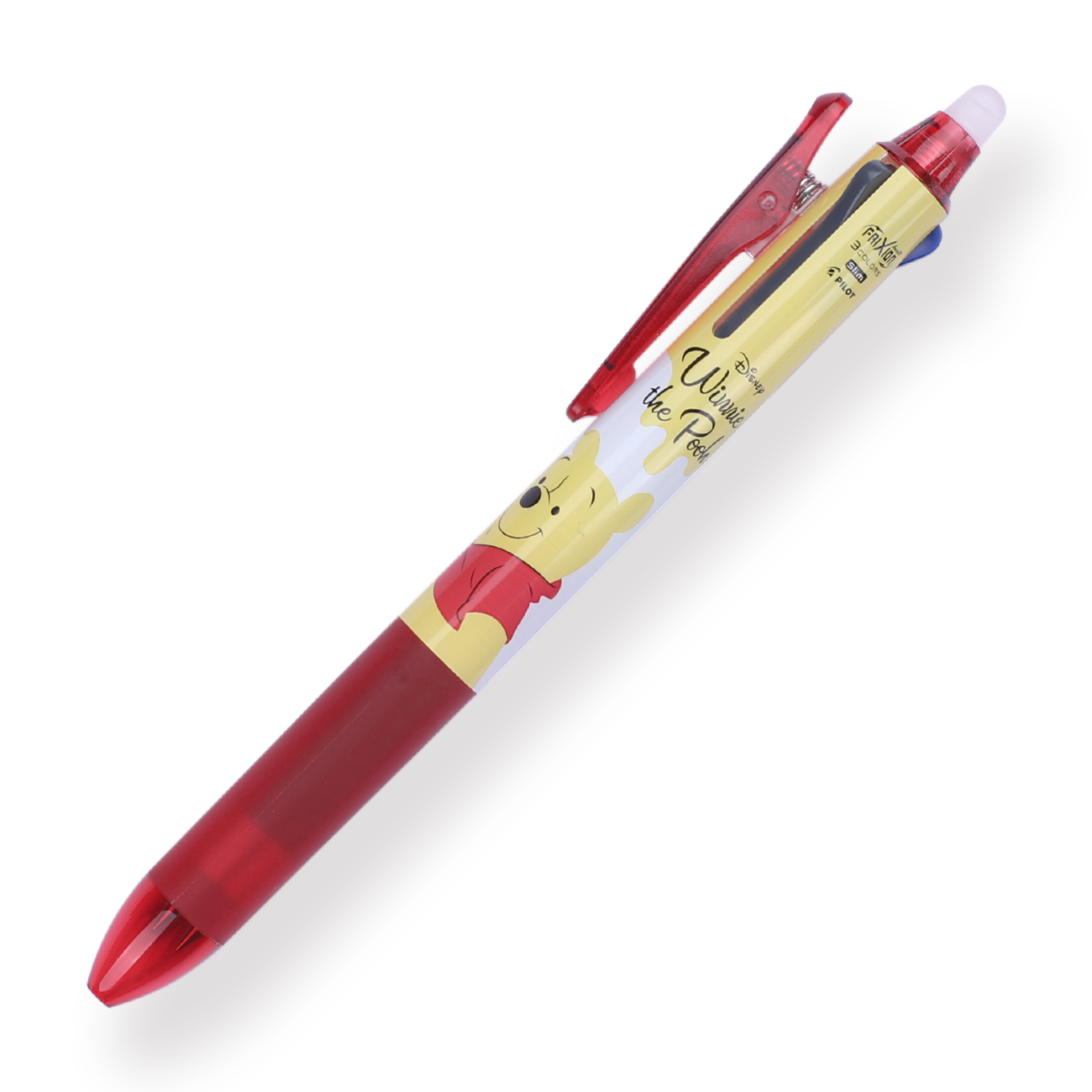 Pilot x Disney FriXion Ball 3 Slim Color Multi Erasable Gel Pen - 0.38 mm - Pooh - Red - Stationery Pal