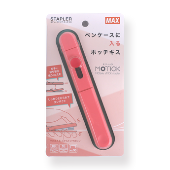 Max Motick Mobile Stick Stapler - Pink - Stationery Pal