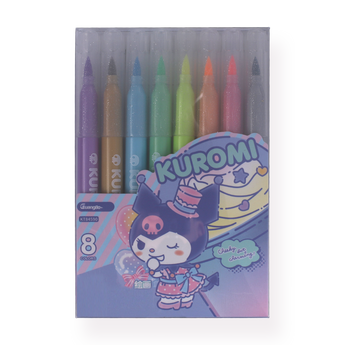 Sanrio Kuromi Glittered Pen - Set of 8 - Stationery Pal