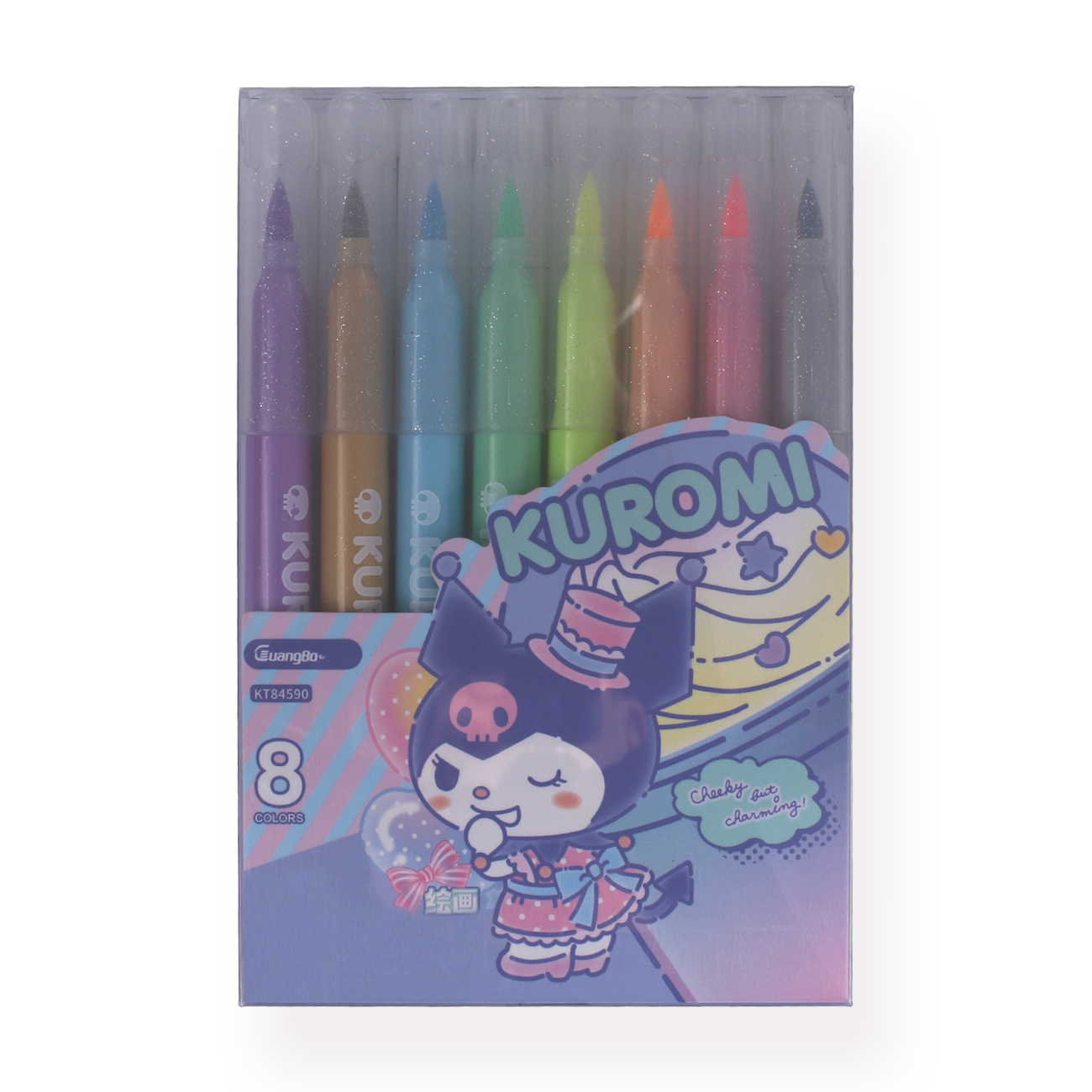 Sanrio Kuromi Glittered Pen - Set of 8 - Stationery Pal
