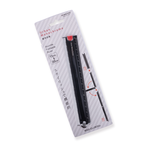 Kokuyo Aluminum Folding Ruler - 15/30 cm - Black - Stationery Pal