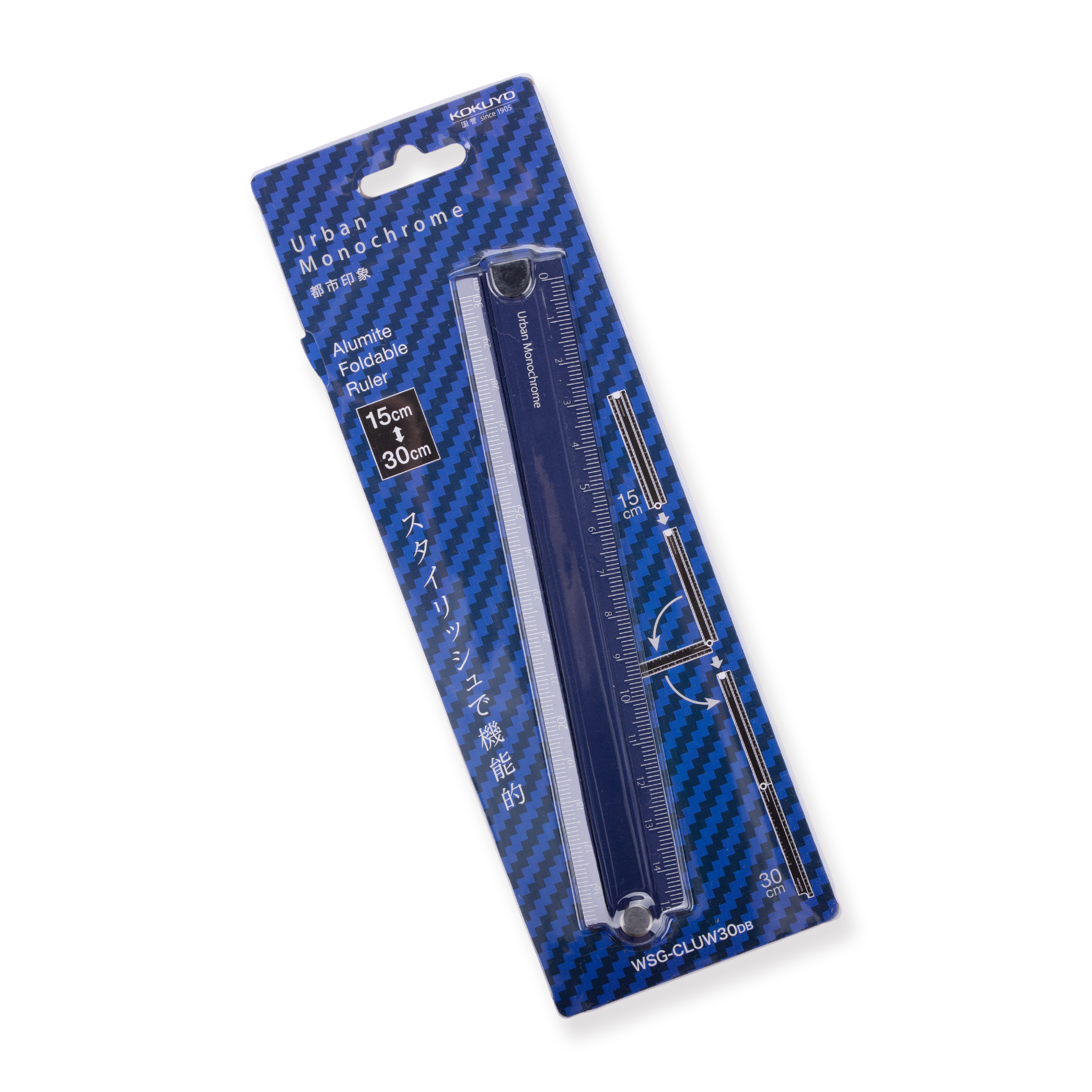 Kokuyo Aluminum Folding Ruler - 15/30 cm - Blue
