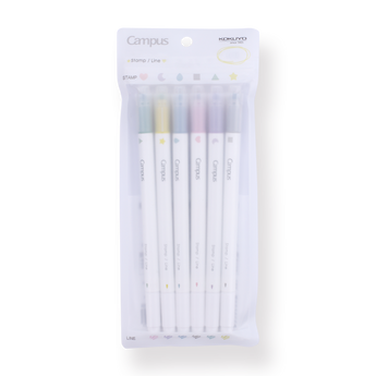 Kokuyo Campus Marker Pen - Stamp / Line - Set of 6 - Stationery Pal