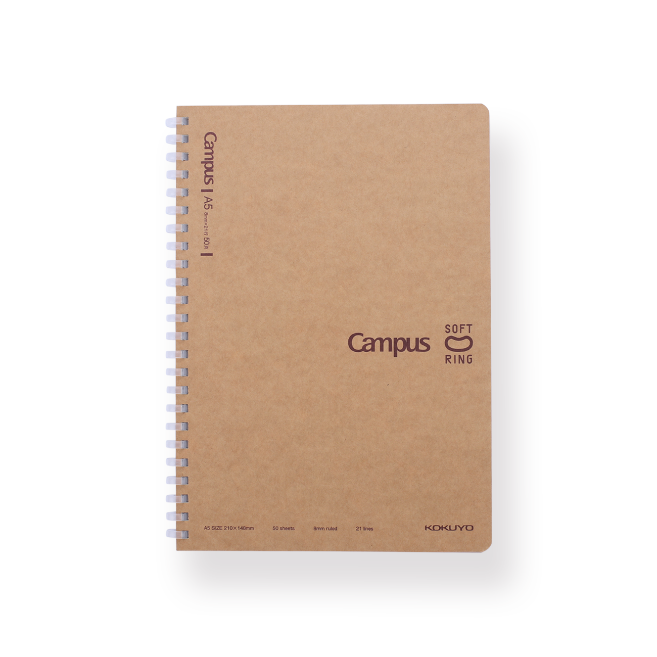 Kokuyo Campus Soft Ring Kraft Paper Cover Notebook - A5 - 8 mm Ruled - Stationery Pal
