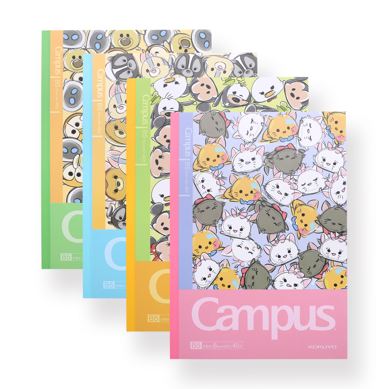 Kokuyo Campus x Disney Tsum Tsum Notebook - Set of 4 - B5 - 8 mm Ruled - Stationery Pal