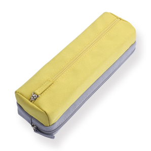 Kokuyo Double Layer Sorting Pencil Case - Yellow / Grey - Stationery Pal