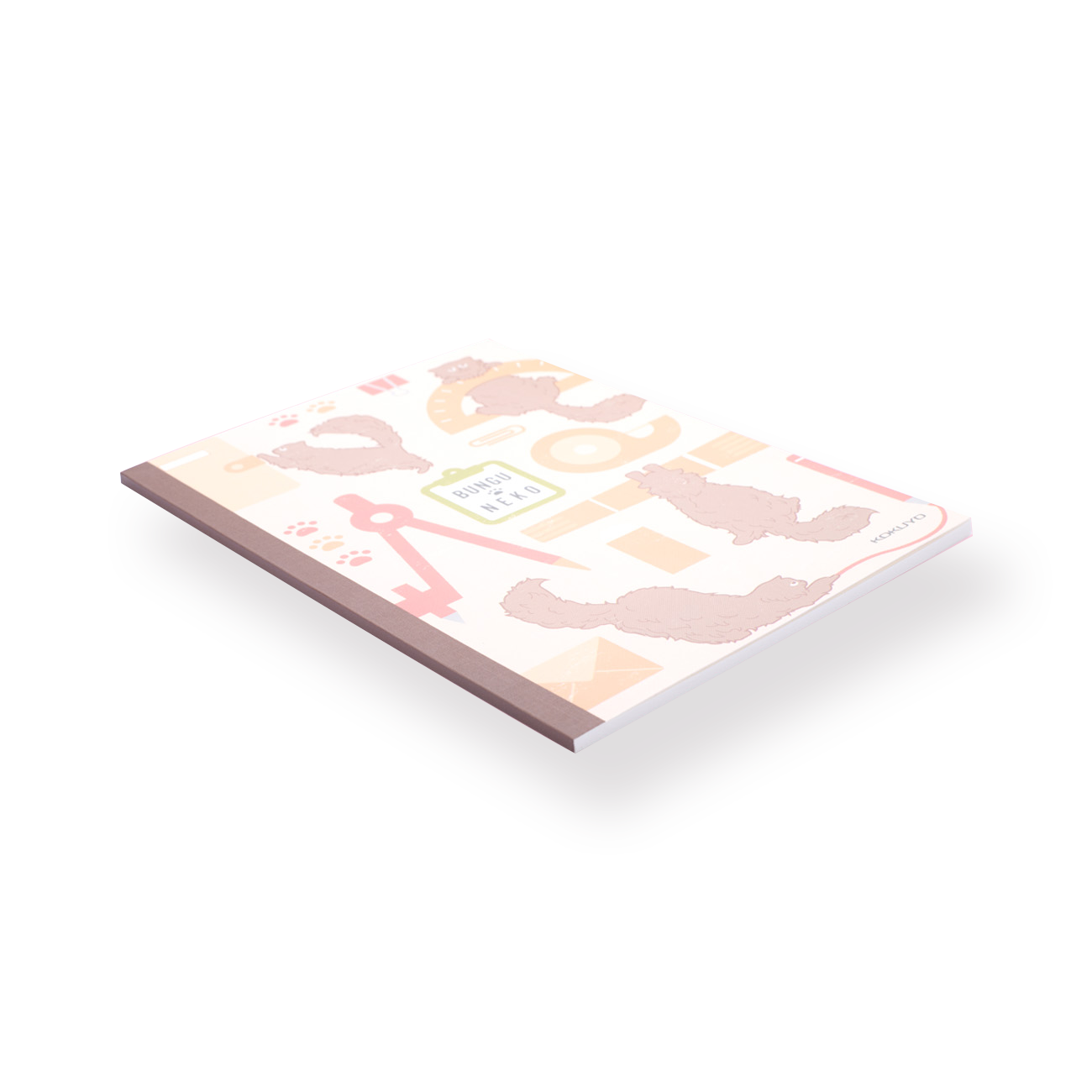 Kokuyo x Bungu Neko Notebook - A5 - 8 mm Ruled - Brown - Stationery Pal