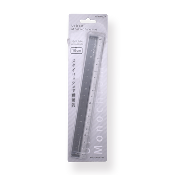 18cm Long Ruler Kokuyo Urban Monochrome PC Aluminum Ruler - 18 cm - Black – Stationery Pal