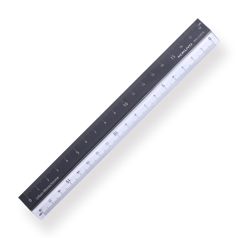 18cm Long Ruler Kokuyo Urban Monochrome PC Aluminum Ruler - 18 cm - Black – Stationery Pal